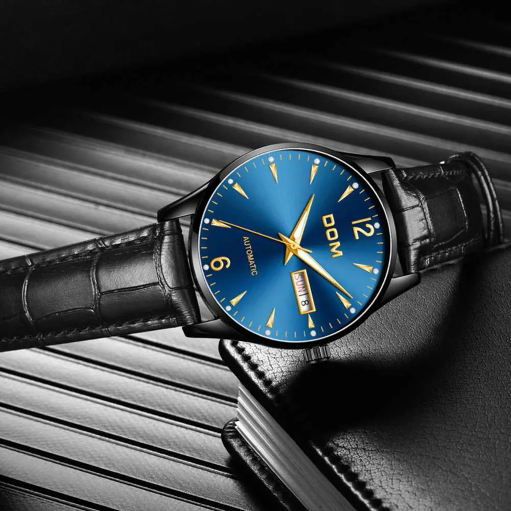 DOM ультратонкие простые мужские механические часы деловые водонепроницаемые