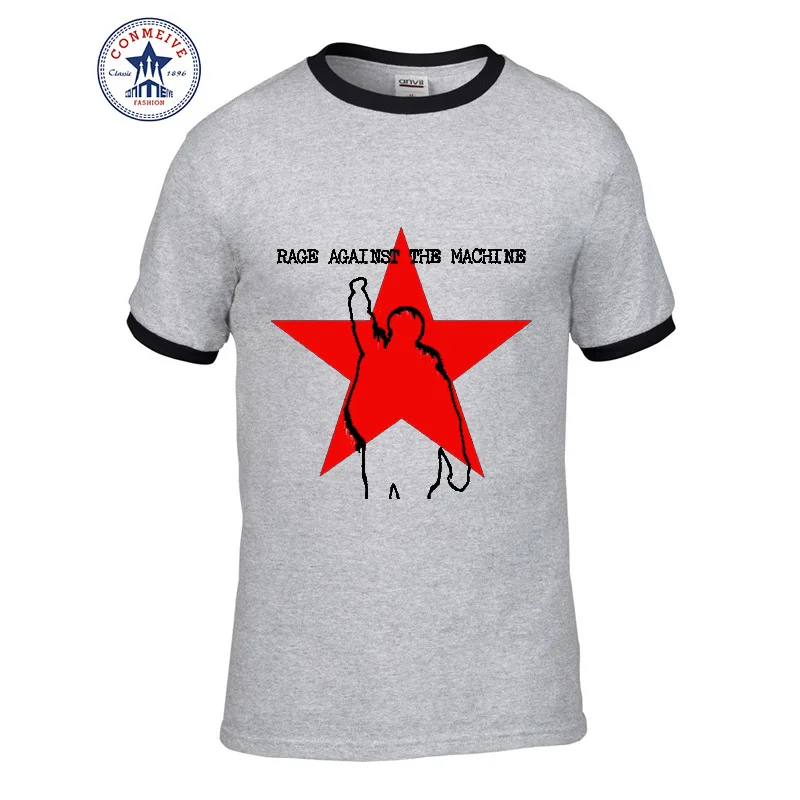Новейшие модные футболки с коротким рукавом мужская одежда RAGE AGAINST THE MACHINE хлопковая забавная футболка для мужчин - Цвет: as the picture