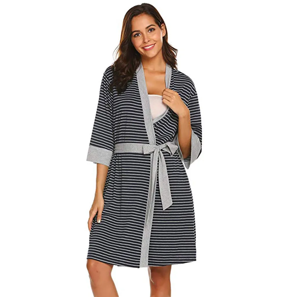 Топ для кормящих женщин платье в полоску свободного покроя с длинным рукавом