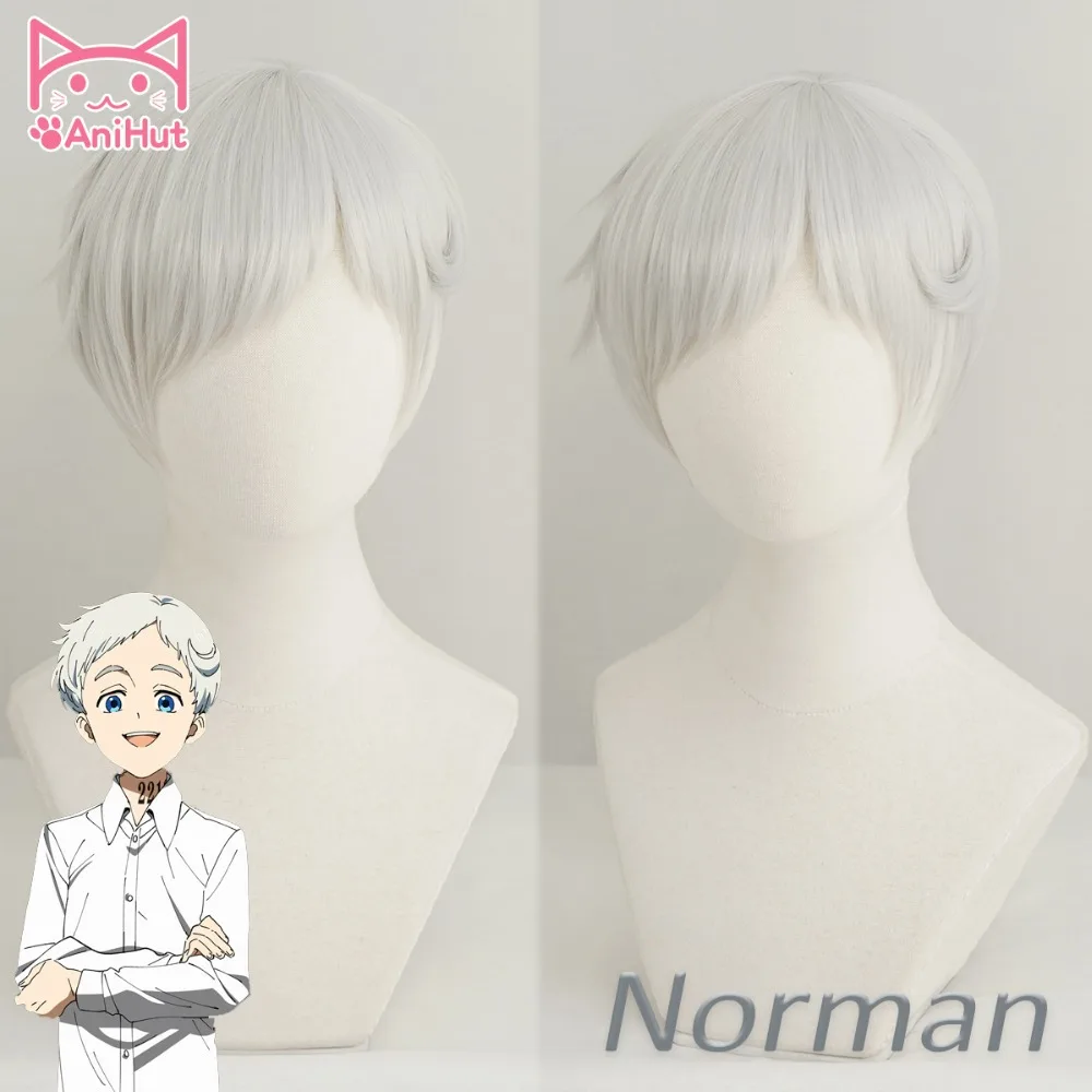 Anihut Norman косплей парик аниме Yakusoku no Neverland серебристый белый парик для косплея 22194 обещанный Neverland Norman Косплей