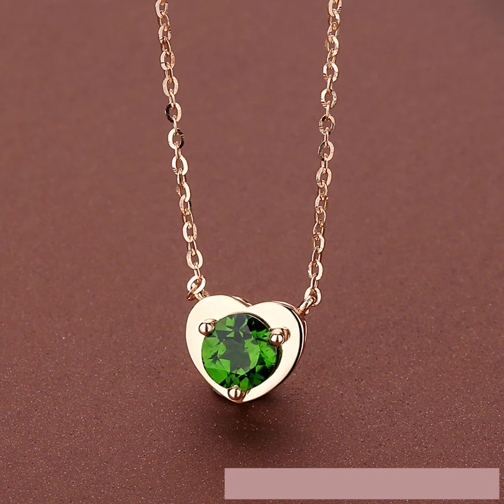 Большой 1 карат 18K золото естественный диопсид подвеска зеленый драгоценный