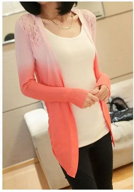 Низкая цена! Женская трикотажная блузка с длинным рукавом градиентный цвет|sweater