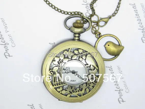 Оптовая продажа карманные часы подвески античная искусственная кожа полые