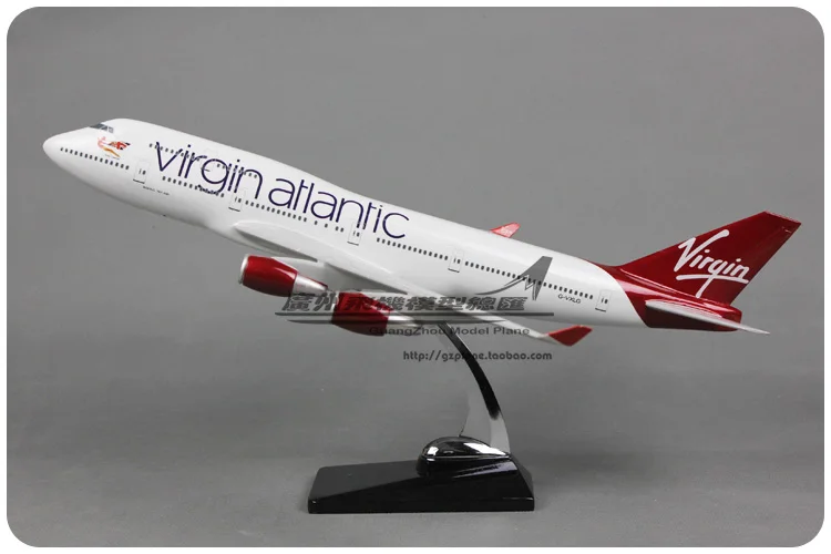 47 см Virgin Atlantic модель самолета Боинг 747 смолы Англия холодного отжима литья под
