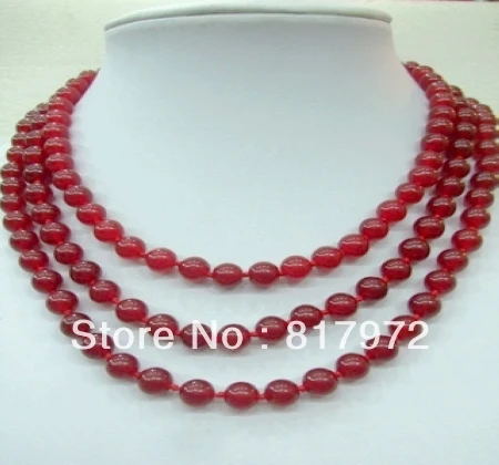 

New Fashion 8mm Dark Red Bead Necklace Woman Party Gift Length 120cm