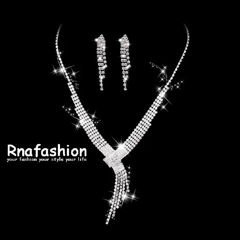 Rnafashion новые модные свадебные туфли для выпускного Для женщин Mariage ювелирные изделия кристалл стразами Цепочки и ожерелья и серьги подарочный набор ювелирных изделий