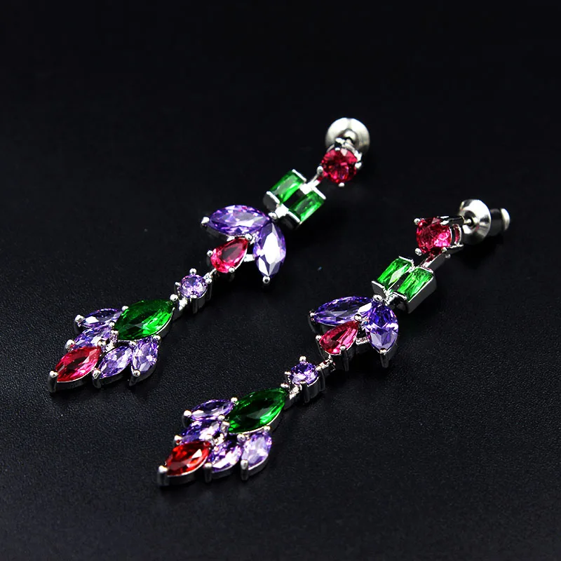 Роскошные Длинные серьги белого золота для женщин разноцветные Разноцветные с