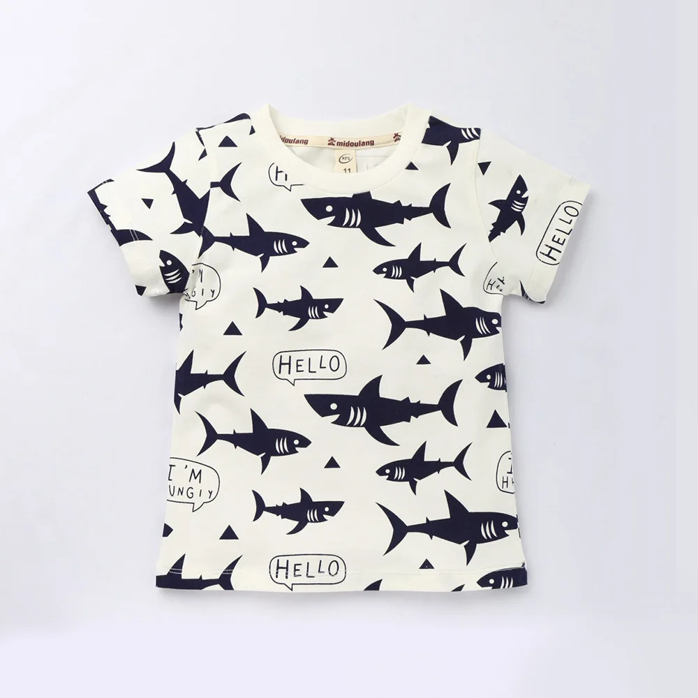 Летняя детская футболка топы с принтом для детей хлопковые рубашки мальчиков