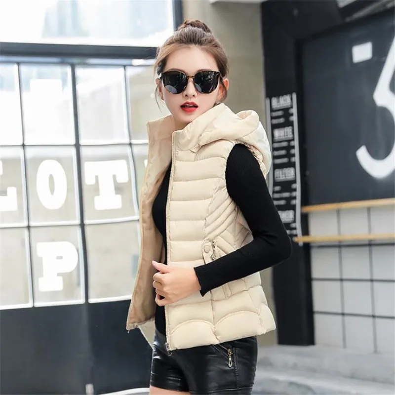 Новинка 2019 зимняя куртка женский жилет с капюшоном хлопковая парка пальто тонкая