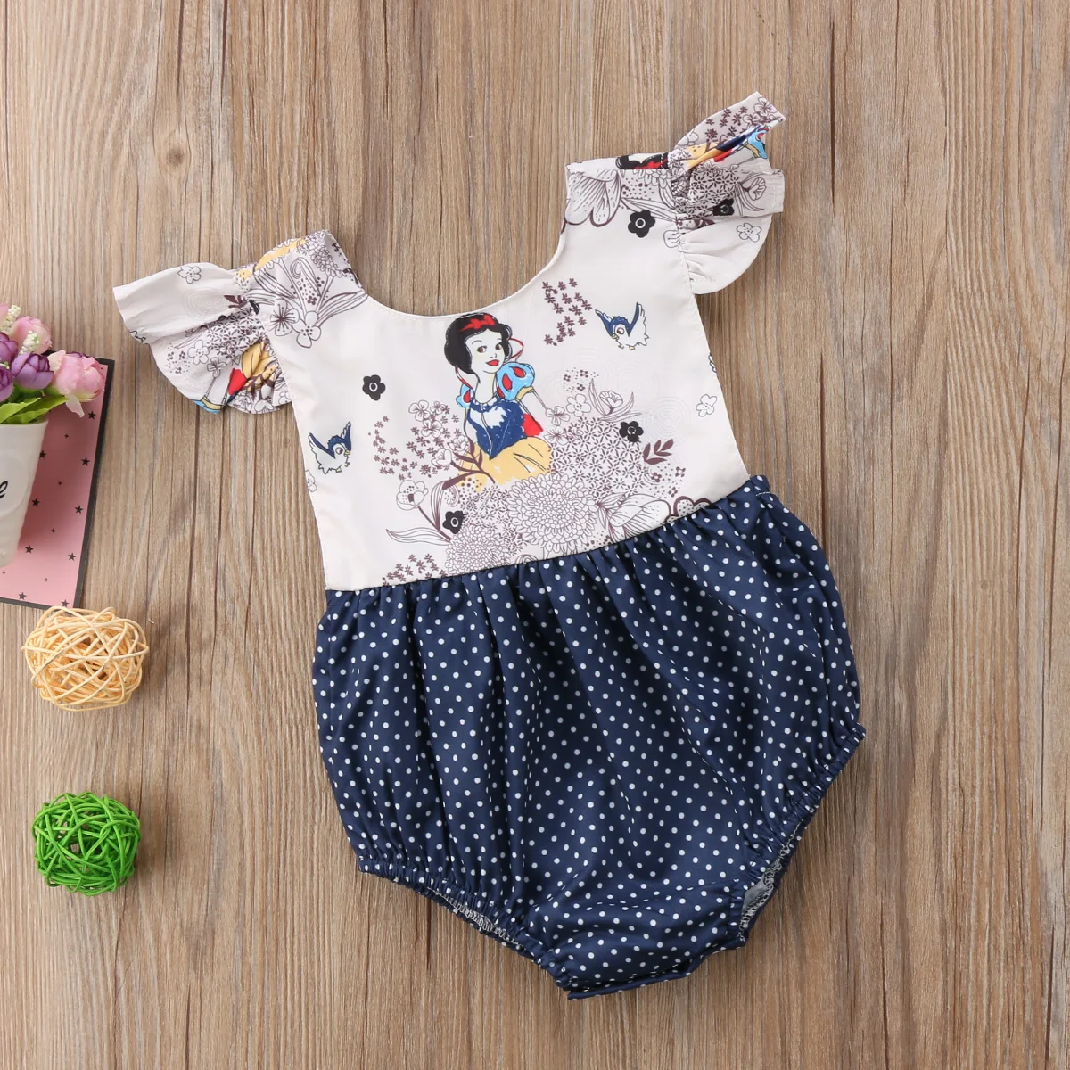 

Newborn Baby Girls Cartoon Polka Dots Bodysuit Outfits Clothes Sunsuit Kids Girl One-piece Bodysuits