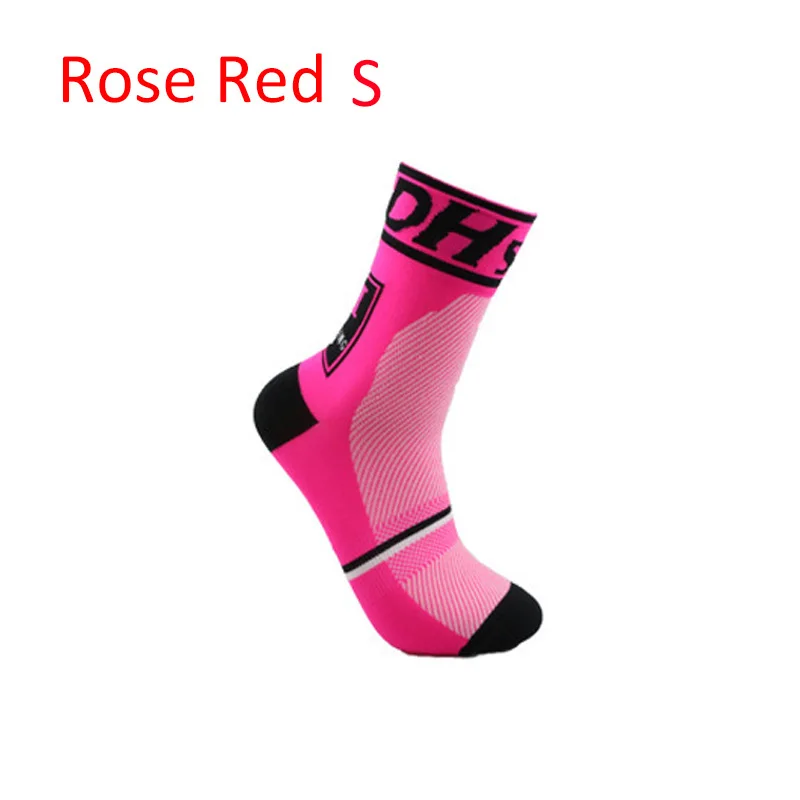 Rose red S DH Спортивные профессиональные велосипедные носки, анти-пот, спортивные носки для мужчин и женщин, дышащие износостойкие носки для езды на велосипеде - Цвет: Rose red S