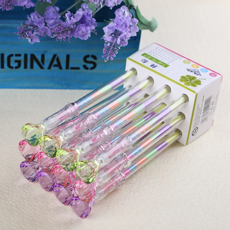 12 шт. Фэнтези Радуга Ручка 6 цветов чернила Алмазная головка гелевая ручка