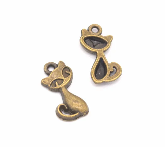 

200pcs Charm cat pendants 17*9mm 0.7g Antique silver bronze Handmade Jewelry Making DIY Supplies European Alloy accessories Hot