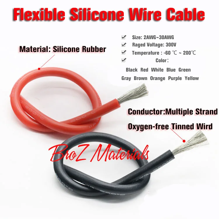 Гибкий силиконовый проводной кабель 10AWG мягкая высокотемпературная Луженая Медь