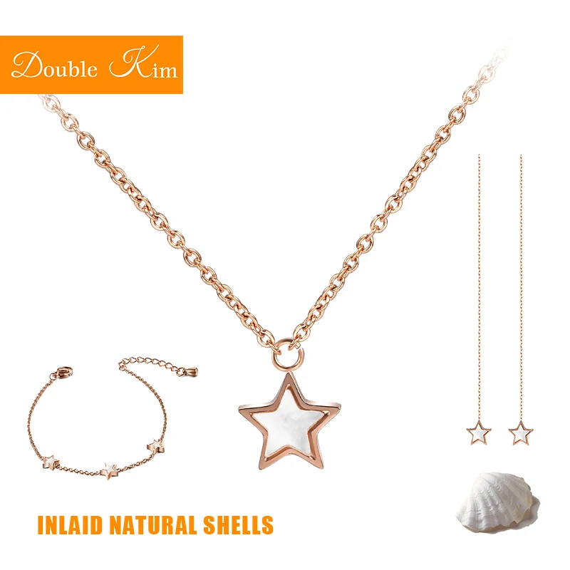 Небольшой ожерелье со звездами браслет серьги ювелирные наборы титановая