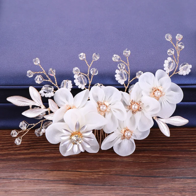 Бежевая Цветочная расческа для волос невесты аксессуары свадебная повязка на