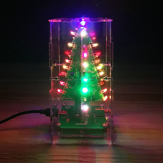 5 шт./лот DIY 3D Xmas Tree электронный набор для пайки 7 цветов мигающий LED научный