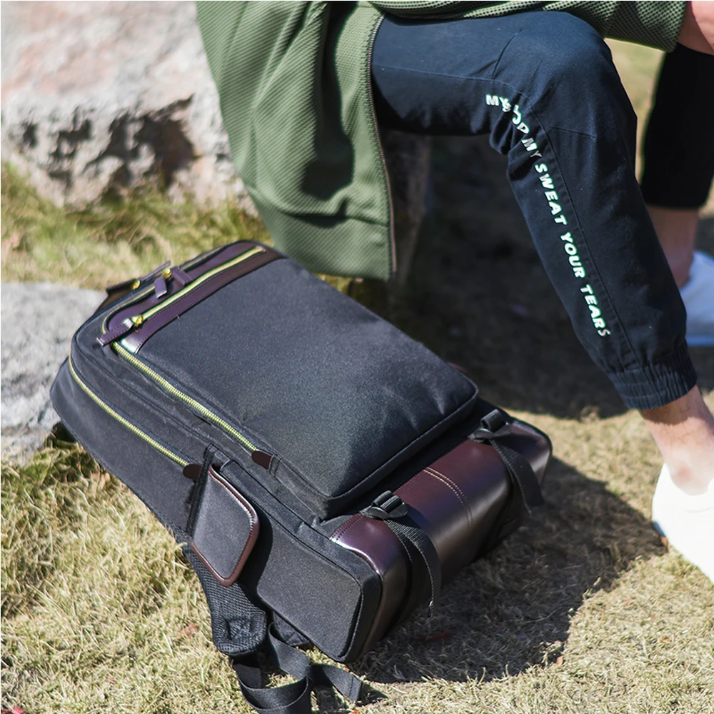 Woodfone нейлон Для мужчин Рюкзак Школьная Сумка кожаная дорожная Mochila
