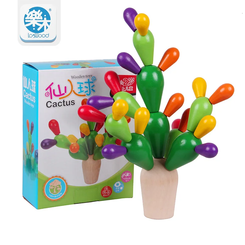 Деревянные блоки 28 шт./лот деревянные кактусовые детские игрушки для детей