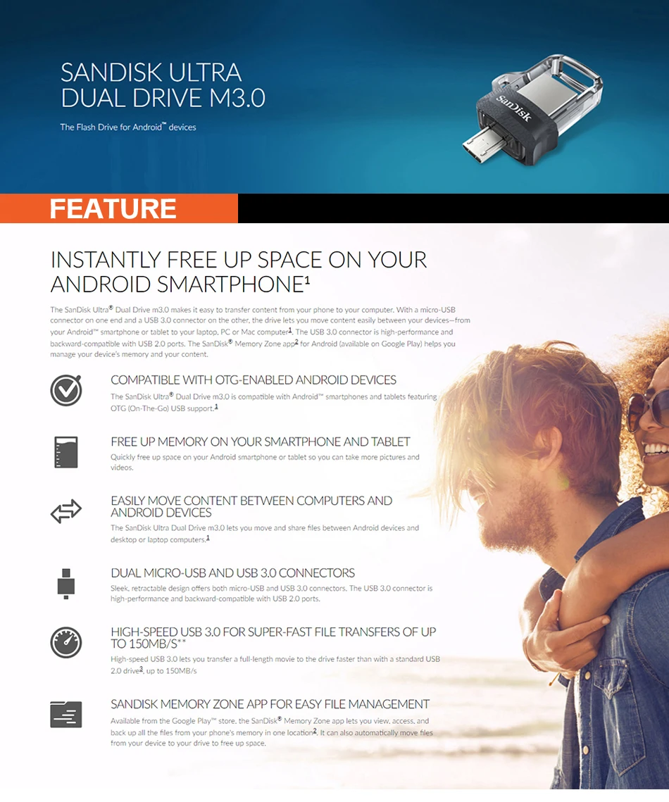 Sandisk sdd3 экстремально высокая скорость 150 м/с двойной OTG USB флеш-накопитель 128 Гб 64 ГБ 32 ГБ 16 ГБ флеш-накопитель USB3.0 Флешка Подлинная