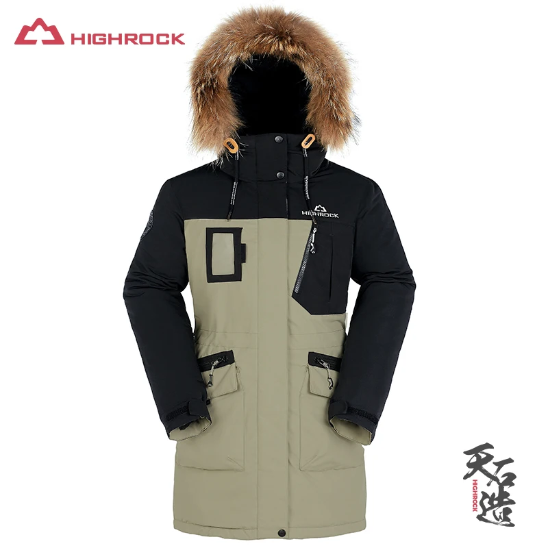 Зимняя куртка Highrock для улицы, Женское пальто, гусиный пуховик с меховым капюшоном, парка для женщин, ультралегкое пальто для кемпинга, пешего туризма