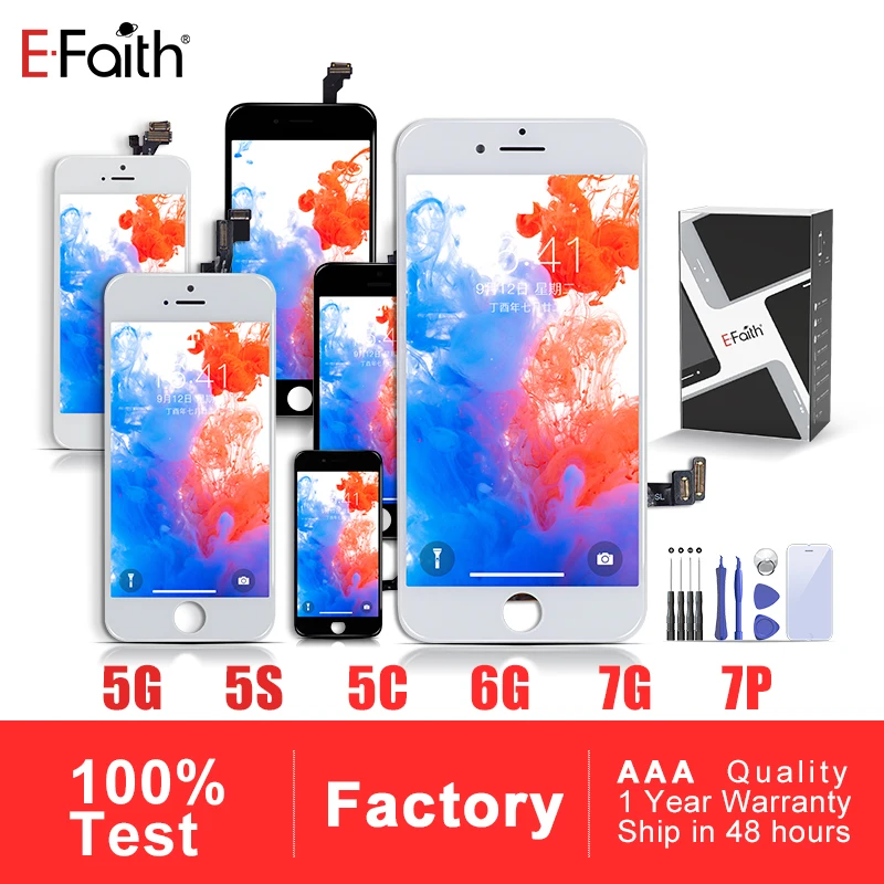 ЖК дисплей EFaith AAA для IPhone 5 5S 5C SE 6 6P 6splus 7 8No Dead Pixel сенсорный экран с бесплатными