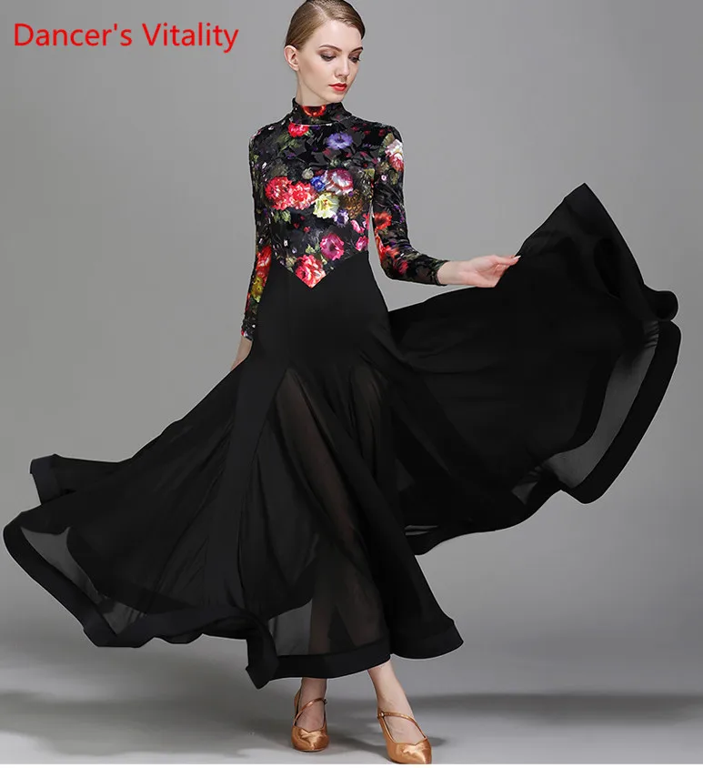 Женская бархатная одежда современное танцевальное шоу расширенная юбка для