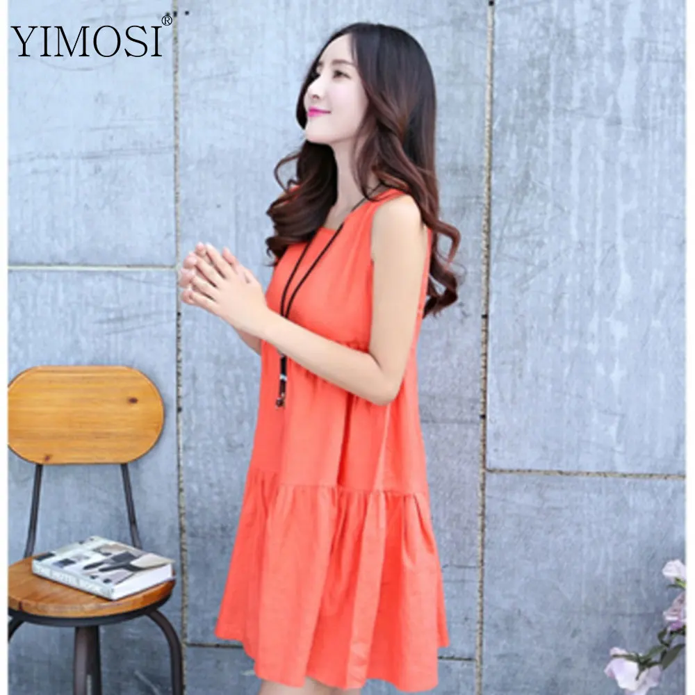 Женское хлопковое мини-платье YIMOSI повседневное пляжное платье из льна без