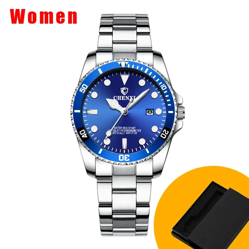 Blue in Box CHENXI Брендовые Часы женские роскошные часы кварцевые часы женские золотые наручные часы женские кварцевые часы Relogio Feminino - Цвет: Blue in Box