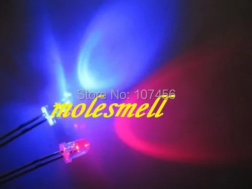 50 шт./лот Бесплатная Доставка! 3 мм мигающий красный/синий светодиодный фонарик