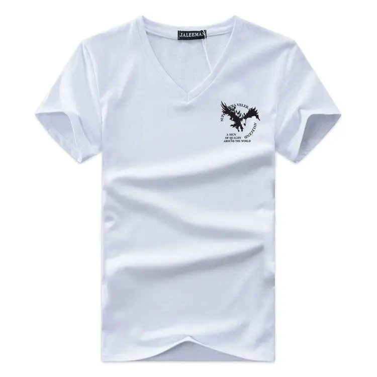 JALEE мужские футболки Camiseta Masculina мужские повседневные модные облегающие летние футболки с короткими рукавами и v-образным вырезом Hombre S-5XL - Цвет: Белый