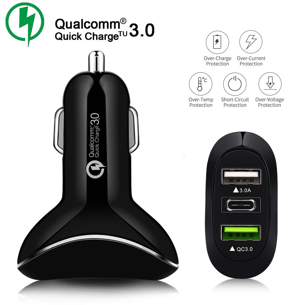 Новый F7 type C автомобиля Зарядное устройство QC 3 0 PD Dual usb Автомобильное 2 Порты и