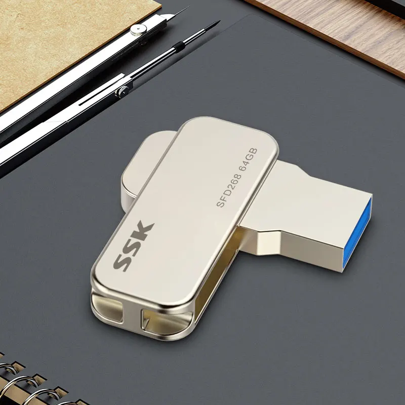 SSK SFD268 USB флеш-накопитель 64 ГБ USB 2,0 флеш-накопители высокоскоростной металлический водонепроницаемый
