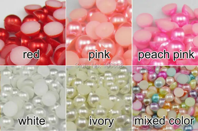 

Free Shipping 100pcs/lot 10mm Plastic Imitation Half round Pearl Flatback pearl Beads Loose Beads Many colour to be chose