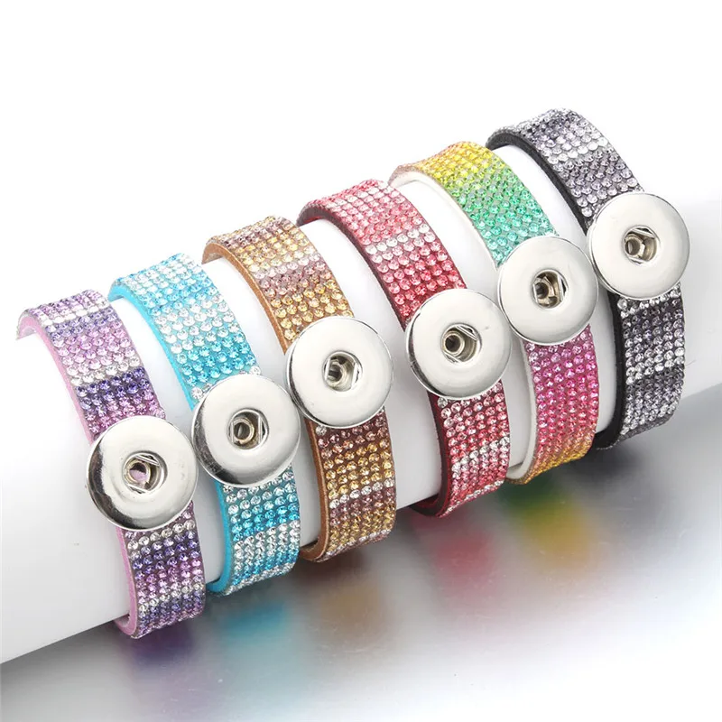 Женский кожаный браслет с кристаллами в стиле панк бриллиантами диаметром 18 мм