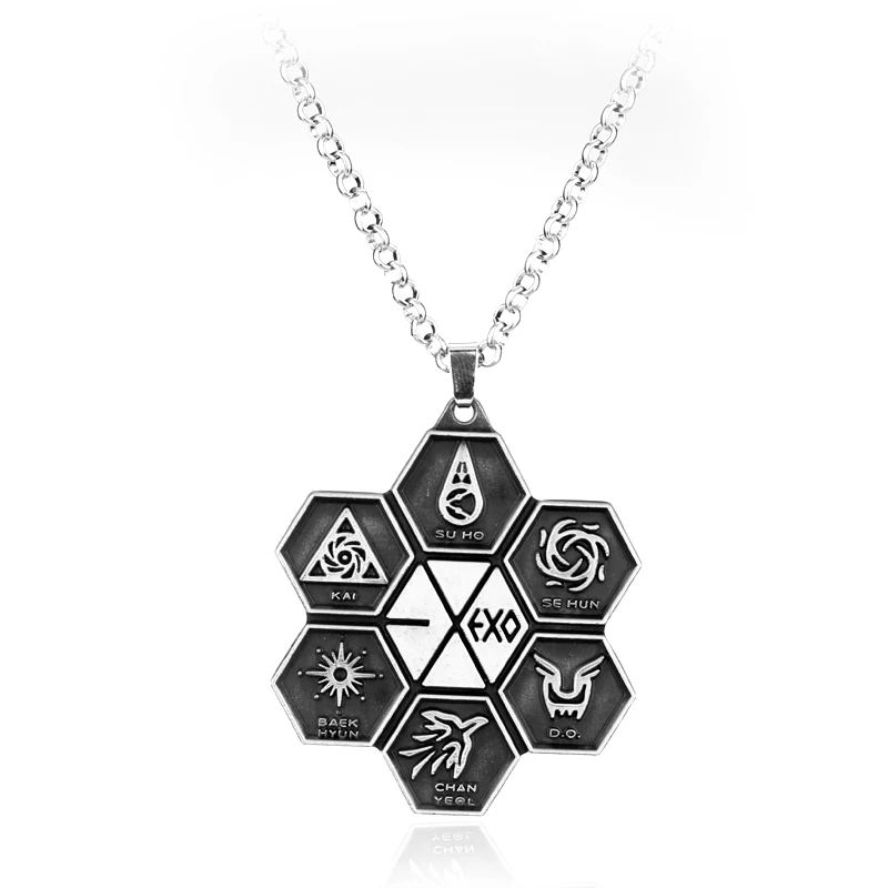 Популярные KPOP звезды ювелирные изделия логотип EXO кулон ожерелье вентилятор Крис