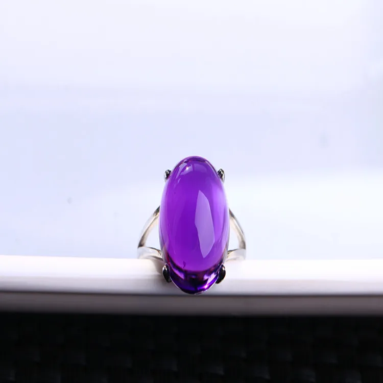 Натуральный фиолетовый камень Твердое Серебро 925 кольца для женщин простой