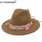 Шляпа-фетровая женская с большими полями, фетровая Панама цвета хаки, в стиле джаз, повседневная, в национальном стиле, осенняя, 2021