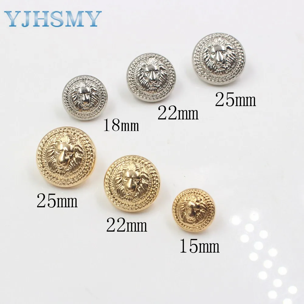 Free shipping 10pcs/Lot Dia 15/18/22/25mm,Gold&silver Color,Metal lion style Buttons, garment accessories DIY materials,LL-033