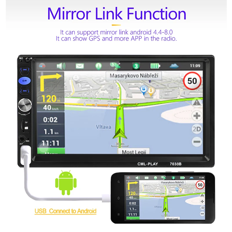 Новинка 2 din автомобильное радио mirrorlink Android плеер сабвуфер 7 дюймов сенсорный MP5 плеер Авторадио Bluetooth Камера заднего вида радио тюнер