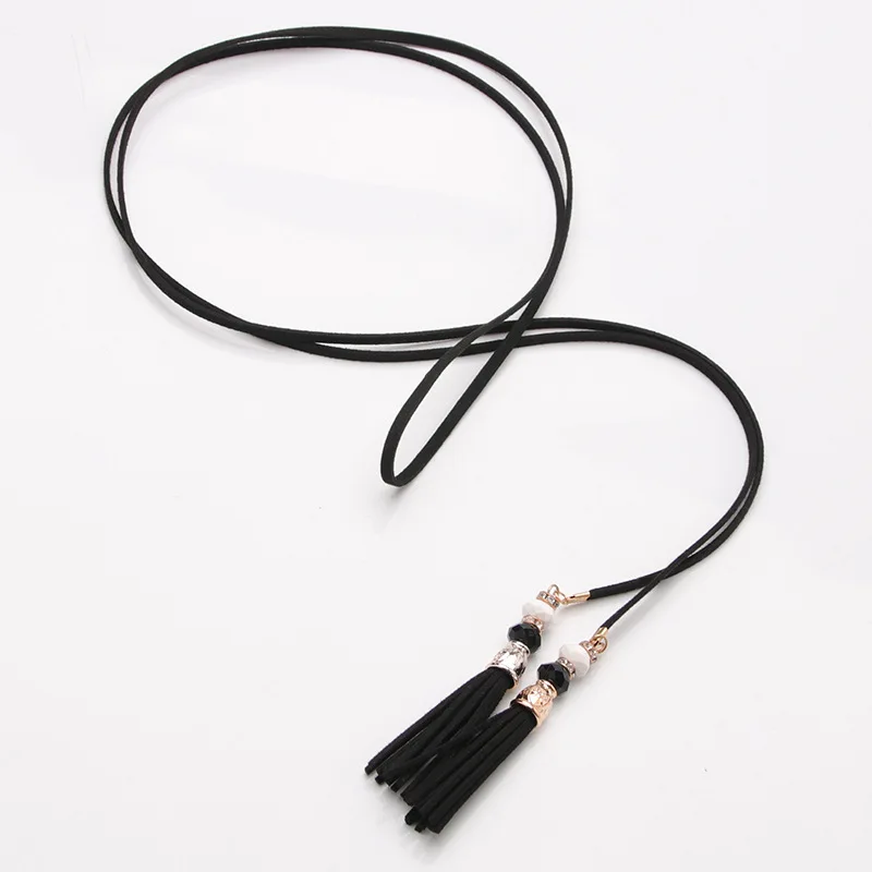 Пояс с кисточками и жемчугом плетеный пояс для женщин тонкий новый модный