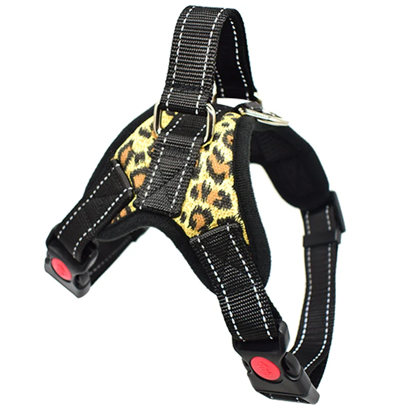 Leopard Print Светоотражающий регулируемый поводок для собак, для маленьких, средних и больших собак, безопасный тренировочный жилет для собак питбуля, ручной ремень, нагрудный жилет - Цвет: Leopard Print