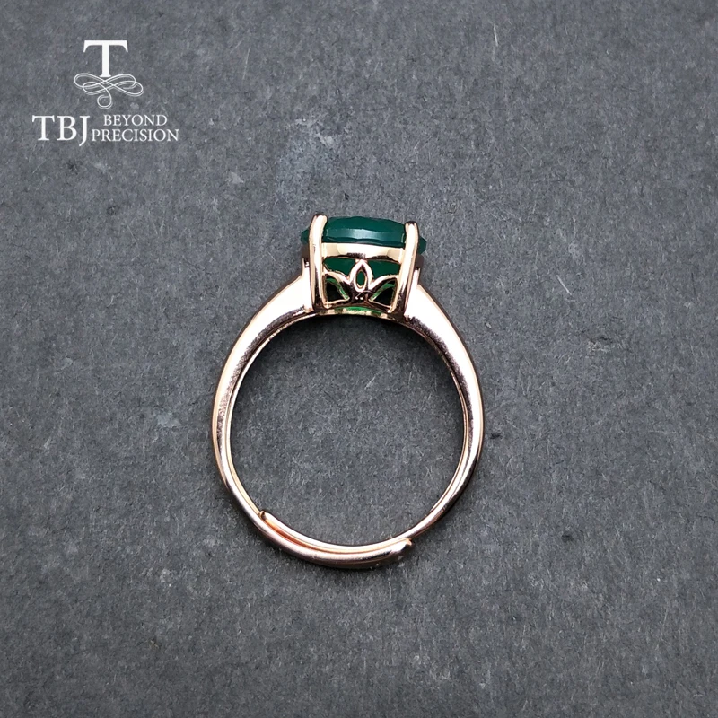 TBJ классический натуральный зеленый агат камень Круглый 10 0 мм кольцо из