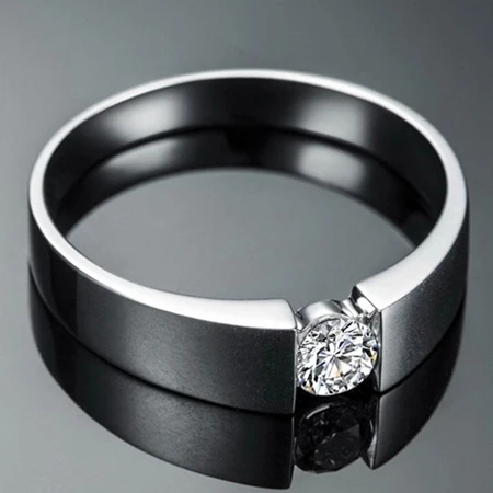 men ring LIAMTING классические влюбленные Настоящее серебро 925 пробы шесть кольцо с когтями с 5 мм CZ регулируемое модное серебристое парные кольца ювелирные изделия VB221 - Цвет основного камня: men ring