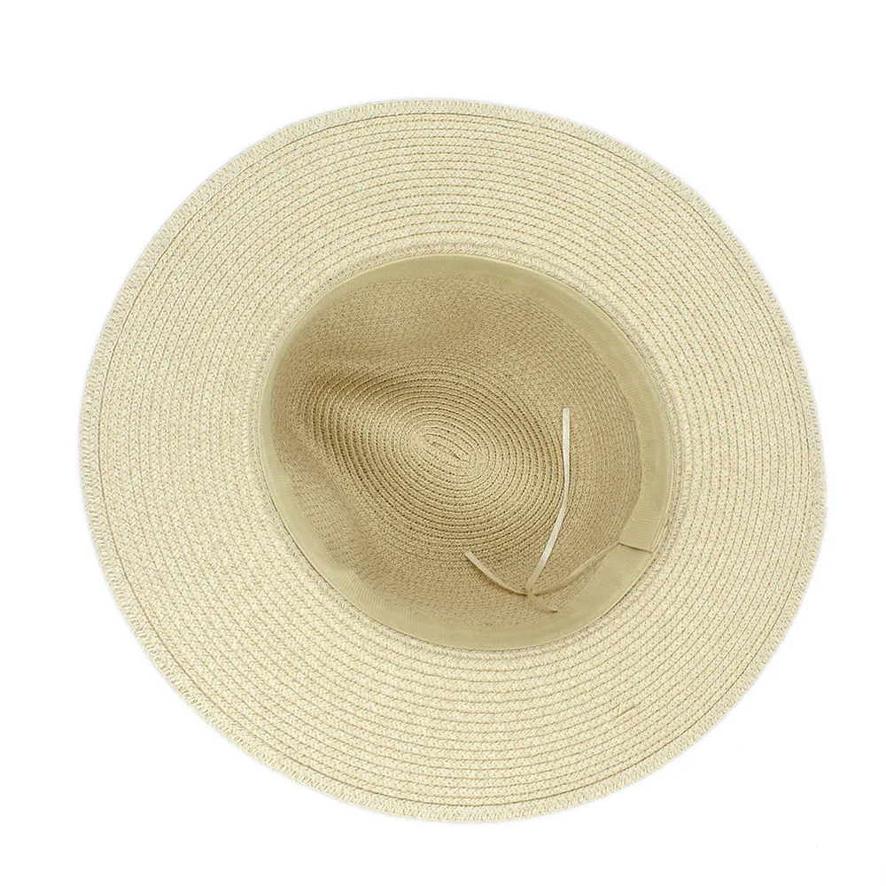 Модная Летняя женская и мужская соломенная шляпа от солнца элегантная с широкими
