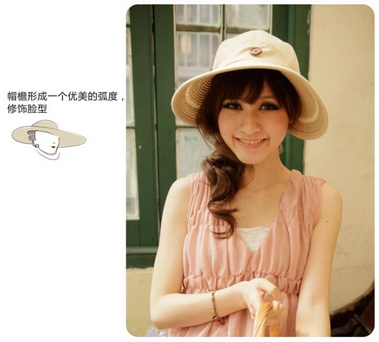 2015 new Hot sale summer fashion women sun hats casual protection vintage beach wide brimmed cap Chapeu | Аксессуары для одежды