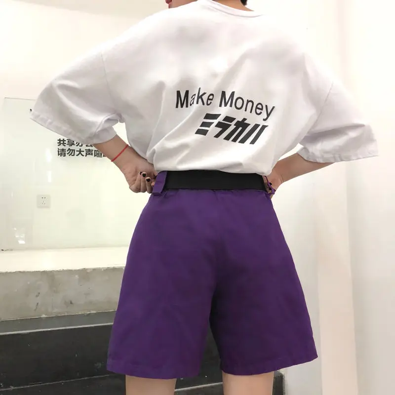 Harajuku bf личность хип хоп Purpleins супер огонь эластичный пояс Лето 2018 г. для женщин