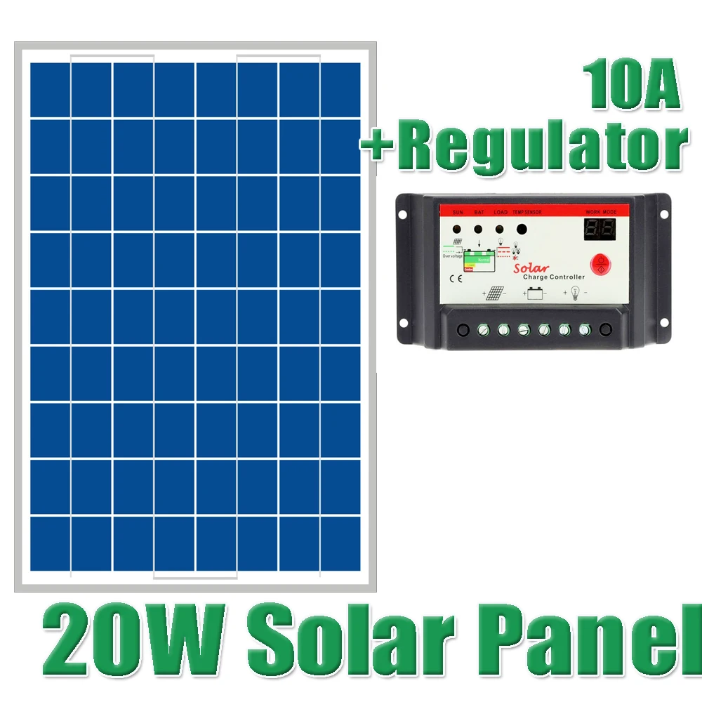 20 W солнечные панели + 10A 12 V 24 Солнечный контроллер для DIY PV системы|solar panel solar panel|12v