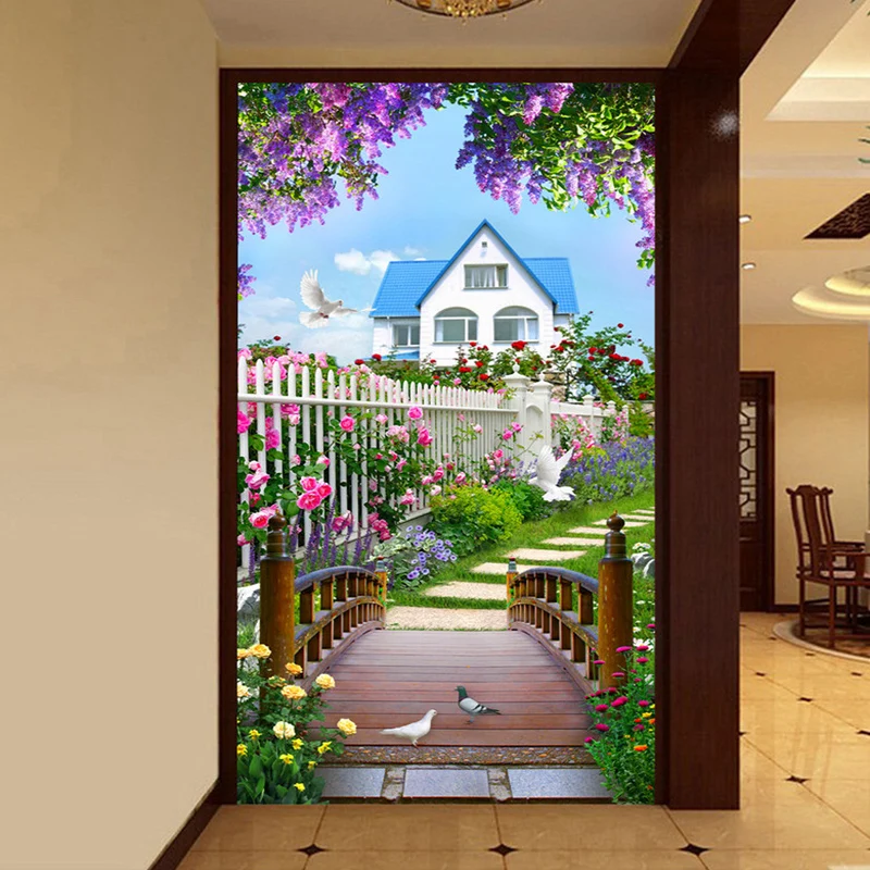 

Photo Wallpaper 3D Nature Landscape Wooden Bridge Murals Living Room Restaurant Entrance Backdrop Wall Painting Papel De Parede