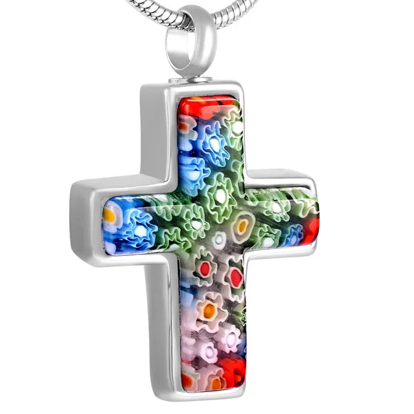 

IJD8546 Glass Keepsake Wholesale Or Retail Stainless Steel Cross Cremation Urn Pendant Ashes Holder Memorial Jewelry Necklace